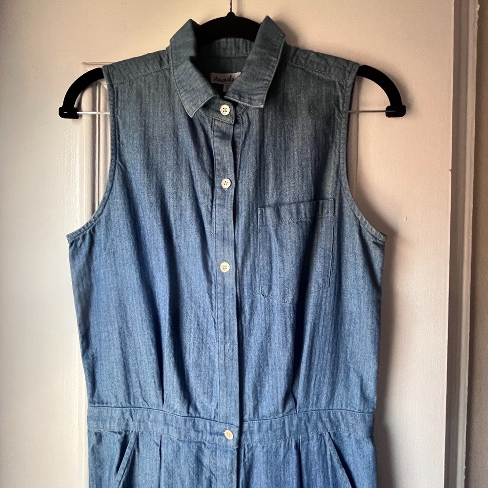 Steven Alan Sleeveless Denim Jumpsuit Size S - Picture 2 of 16